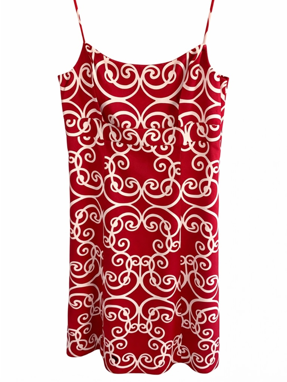 Ann Taylor Red & White Print Dress Size 8 Sleeveless Spaghetti Strap